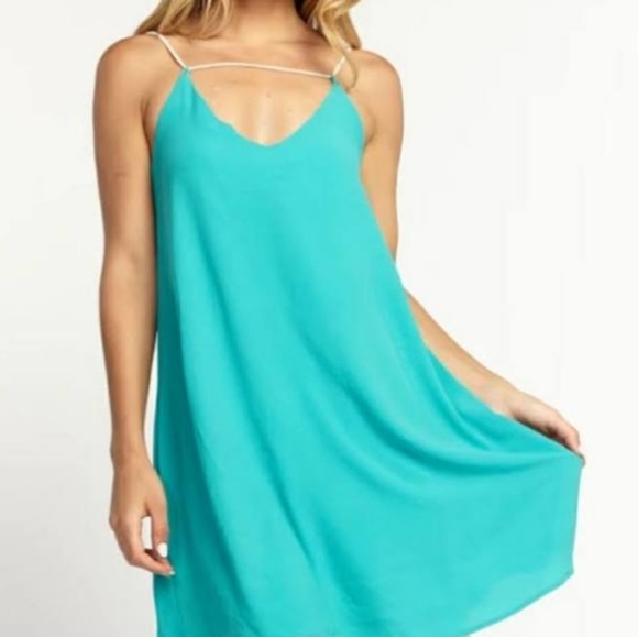 Mary and Mabel Aqua Pocket Tie Back Dress - Picture 2 of 8